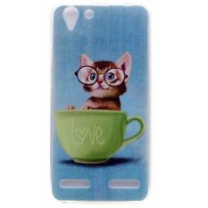 For Lenovo VIBE K5/Vibe K5 Plus Berpola Soft TPU Sel Ponsel Case-Lovely Kucing Di Gelas