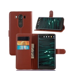 untuk LG G4 Pro/LG V10 Flip Kulit dengan Deluxe Kartu Kredit Flip Cover Case Ponsel Case (Brown) -Intl