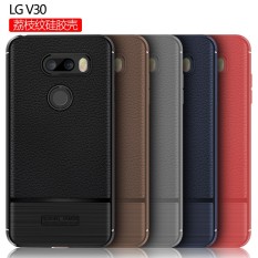 untuk LG V30 Case Luxury Litchi Pola Soft Silicone TPU Case untuk LG V30 Phone Back Cover Handphone Casing V30 -Intl