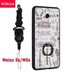 untuk Meizu Meilan 5 S/Meizu Meilan M5s Case Penutup Baru Hot Jual Fashion Ultra Tipis 3D Stereo Relief Warna-warni Lukisan Lembut Kembali Covers/Anti Jatuh Ponsel Cover/Tahan Guncangan Ponsel Case dengan Logam Cincin dan Ponsel Tali (Putih Musik) -Intl