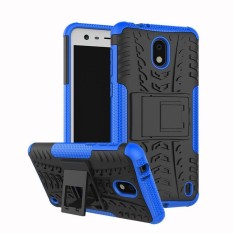 Untuk Nokia 2 Hyun Pola Ganda Lapisan Anti Guncangan Stand Penyangga Pelindung Hibrida 2 Dalam 1 Sarung (Oranye)-Internasional