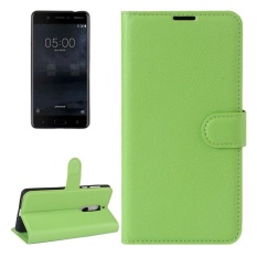 untuk Nokia 5 Lengkeng Tekstur Case Kulit Horisontal Flip dengan Pemegang dan Slot Kartu dan Dompet (Hijau) -Intl