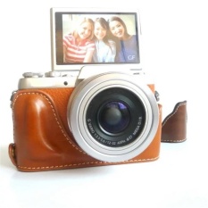 untuk Panasonic GF9 Alloy Setengah Case Base PU Leather Cover dengan OpenCap untuk Baterai Tripod Sekrup-Internasional