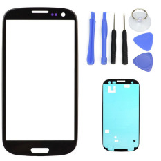 untuk Samsung Galaxy S3 SIII I9300 I9305 Depan LCD Hitam Screen Screen Lensa Luar Lebar 4.8 ''+ Alat + Perekat-Intl
