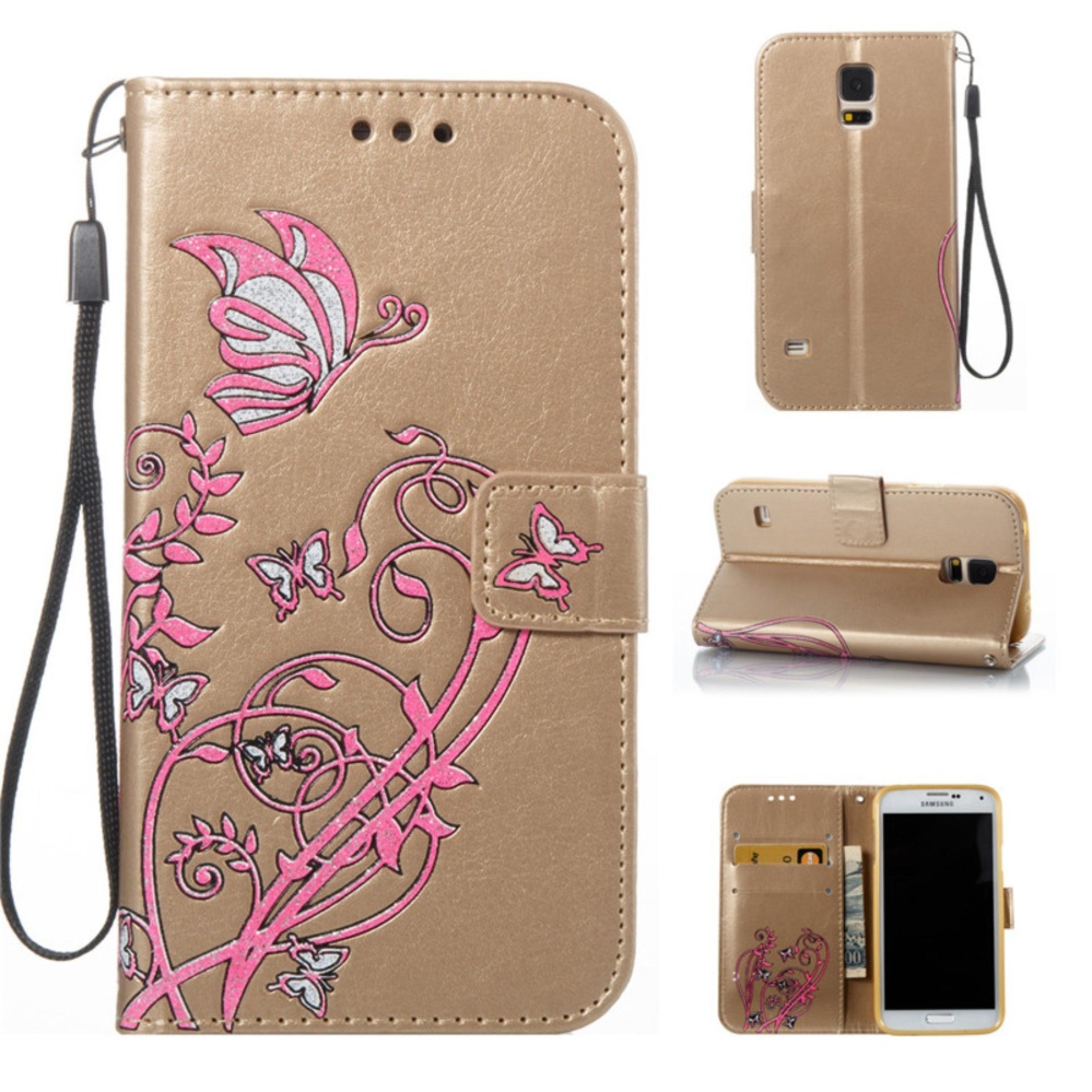 untuk Samsung Galaxy S5/i9600 Case Cover-Gaya Busana Klasik Dompet Flip Stand PU Kulit Mobile Phone Case -Intl
