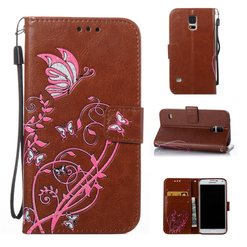 untuk Samsung Galaxy S5/i9600 Case Cover-Gaya Busana Klasik Dompet Flip Stand PU Kulit Mobile Phone Case -Intl