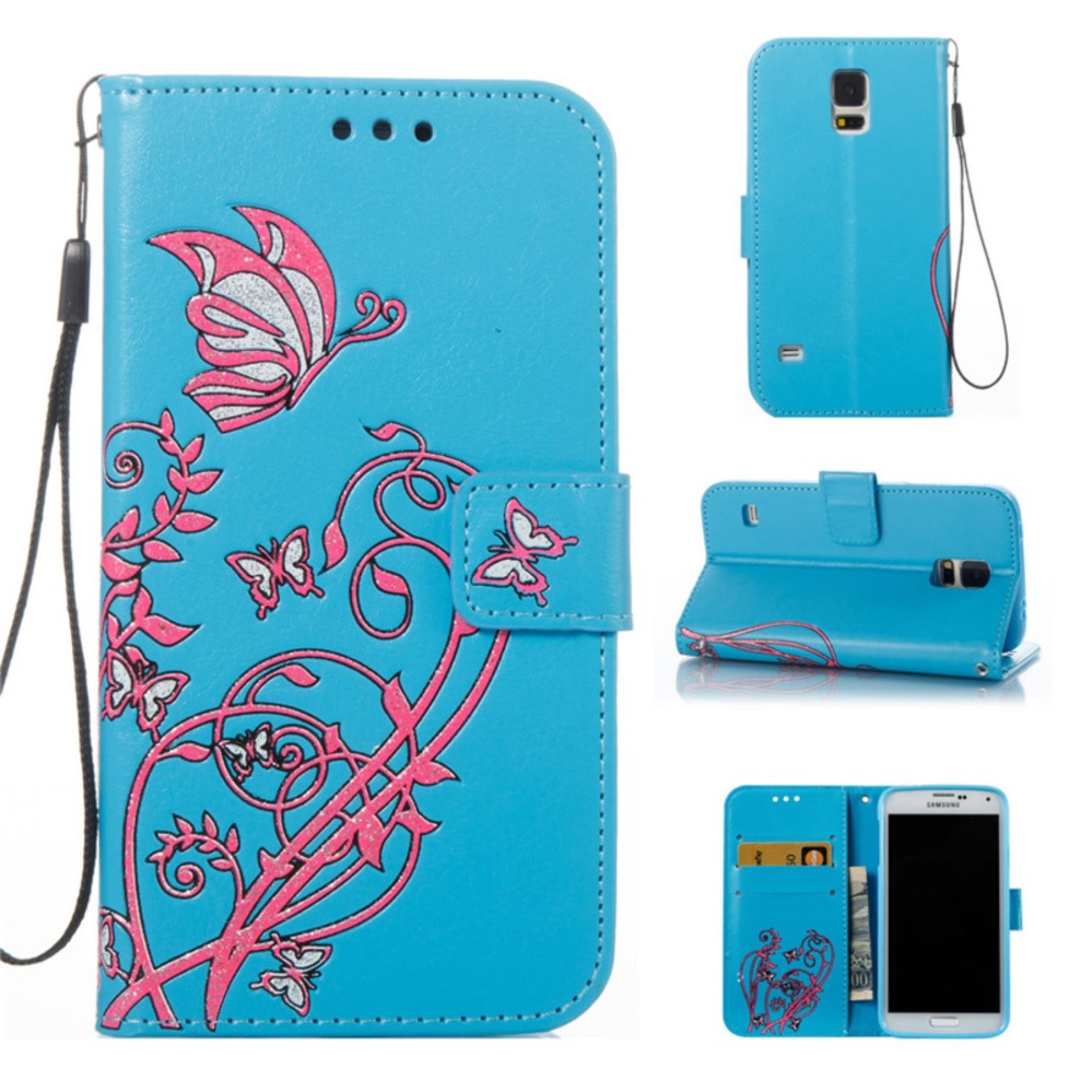 untuk Samsung Galaxy S5/i9600 Case Cover-Gaya Busana Klasik Dompet Flip Stand PU Kulit Mobile Phone Case -Intl