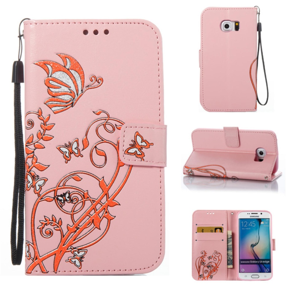 untuk Samsung Galaxy S6 Edge/SM-G925 Case Cover-Gaya Busana Klasik Dompet Flip Stand PU Kulit Ponsel Case-Intl