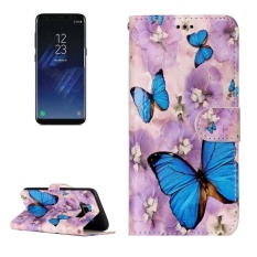 untuk Samsung Galaxy S8 +/G9550 Gloss Minyak Embossed Purple Butterfly Pola Case Kulit Horisontal Flip dengan Pemegang dan Slot Kartu dan Dompet dan Bingkai Foto-Intl