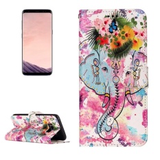 For Samsung Galaxy S8 Gloss Oil Embossed Flower Elephant Pattern Horizontal Flip Leather Case With Holder and Card Slots and Wallet and Photo Frame - intl