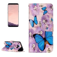 untuk Samsung Galaxy S8 Gloss Minyak Embossed Purple Butterfly Pola Case Kulit Horisontal Flip dengan Pemegang dan Slot Kartu dan Dompet dan Bingkai Foto-Intl