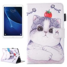 untuk Samsung Galaxy Tab A 10.1 (2016) /T580 Indah Kartun Tomat Cat Pola Case Kulit Horisontal Flip dengan Pemegang dan Slot Kartu dan PEN Slot- INTL