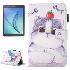 Untuk Samsung Galaksi Tab 7.0 (2016) /T280 Lucu Kartun Tomat Kucing Pola Kulit Horisontal Lipat Case dengan Penahan & Kartu Slot & Slot Pena- internasional
