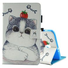 Untuk Samsung Galaksi Tab 8.0/T380 & T385 Tomat dan Kucing Pola Kulit Horisontal Lipat Case dengan Penahan & Slot Kartu-Internasional
