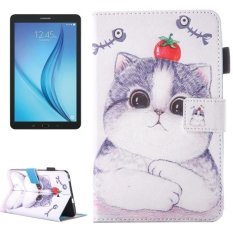 untuk Samsung Galaxy Tab E 8.0/T377 Indah Kartun Tomat Cat Pola Case Kulit Horisontal Flip dengan Pemegang dan Slot Kartu dan PEN Slot-Intl