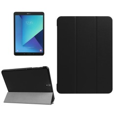 Untuk Samsung Galaksi Tab S3 9.7 Inch T820/T825 Custer Texture Horisontal Lipat Kulit Case dengan 3-Lipat penahan (Hitam) -Internasional