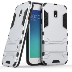 untuk Samsung J3 (2017 Versi Eropa) Case Luxury Hybrid Silicone Iron Man Armor Case Cover untuk Samsung J3 Full Protect Phone Perumahan Shock Perlindungan Penutup Belakang handphone Casing dengan Stand Holder-Intl