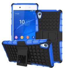 untuk Sony Xperia Z4 Case Heavy Duty Armor Tahan Guncangan Hibrida Hard Soft Rugged Rubber Case Cover untuk SONY Xperia Z3 PLUS (Biru) -Intl