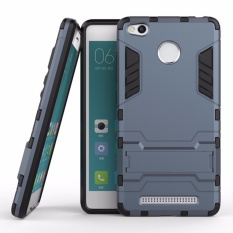 untuk Xiaomi Redmi 3 S/Pro Silicon Frame Plastik Keras Tahan Guncangan Ponsel Case dengan Pemegang (Dark Blue) -Intl