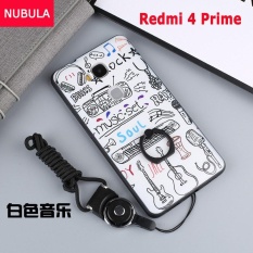 For Xiao mi Redmi 4 Prime Case Cover New Hot Sell Fashion Ultra-thin 3D Stereo Relief Colorful Painting Soft Back Covers/Anti falling Phone Cover/Shockproof Phone case With Metal Ring and Phone Rope (White Music) - intl