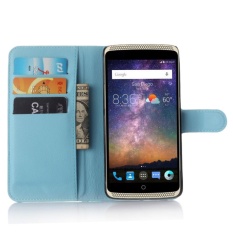 untuk ZTE AXON Lux/AXON Elite Flip Kulit dengan Deluxe Kartu Kredit Flip Cover Case Ponsel Case (Biru) -Intl