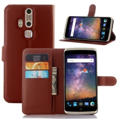 untuk ZTE AXON Lux/AXON Elite Flip Kulit dengan Deluxe Kartu Kredit Flip Cover Case Ponsel Case (Brown) -Intl