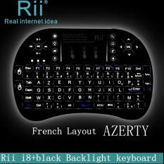 Tata Letak Prancis AZERTY Lampu Belakang RII Mini I8 + Wireless Gaming Keyboard untuk Gaming Smart TV PC-Intl