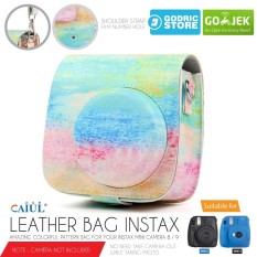 Fujifilm Leather Bag Kamera Instax Mini 8 & 9 Tas Polaroid Abstract Rainbow Case