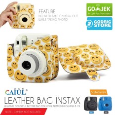 Fujifilm Leather Bag Kamera Instax Mini 8 & 9 Tas Polaroid Emoji Smile Face Case