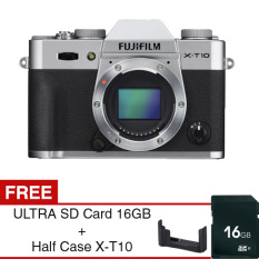 Fujifilm X-T10 16MP Mirrorless Digital Camera (Silver) + Gratis XT10 CASE + SD Card Sandisk 16GB