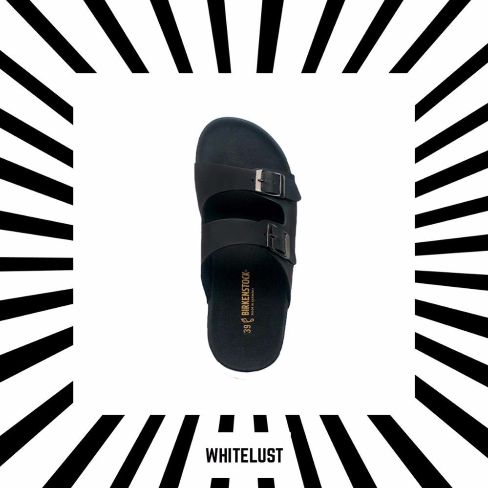 Full Black Birkenstock Arizona Sandal / Sendal Flat Kulit Hitam Birkenstock Arizona Premium