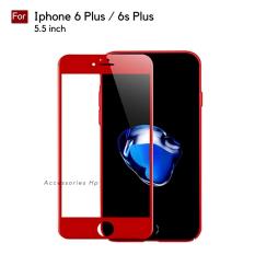 Full Cover Tempered Glass Warna Screen Protector for Iphone 6 Plus / 6s Plus (5.5 inch) - Merah