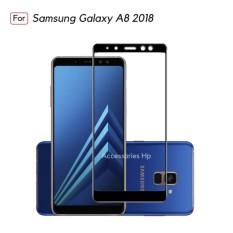 Full Cover Tempered Glass Warna Screen Protector for Samsung Galaxy A8 2018 - Black