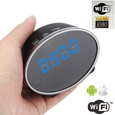 Full HD P2P WiFi Alarm Jam Meja Spy Camera 1080 P MotionDetectionClock HD Kamera Tersembunyi Clock Nanny Cam IPhone AndAndroidCompatible Perekam DVR Camcorder-Intl