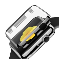 Sepenuhnya Cakupan Pelindung Kaca Jam Tangan Shell Pc Plating Abrasi Tahan Gores Penutup Pelindung dengan Bumper untuk IWatch Jam Tangan Apple Seri 1 38 MM Abu-abu-Intl