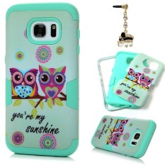 Galaksi S7 Case-3 Dalam 1 Kombo Hibrida Anti Guncangan Lembut TPU Siliconerubber + Buah Keras Cangkang Plastik Warna Fun owls Pola Penuh Edgeprotective Case Sarung untuk Samsung Galaksi S7-Hijau-Internasional