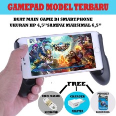 Gamepad Holder Joystik / Joypod Mobapad Smartphone Game Stand / Bracket - Hitam + Gratis Adapter Charger + Kabel Micro + Popsocket