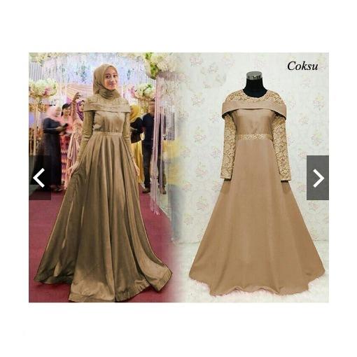 Gamis Pesta Sabrina kombi Brukat berikut Hijab Pashmina - Gaun Pesta Premium - Baju Kondangan Muslimah - Hijab Dress Mewah Elegan - Fashion Busana Muslim Wanita ihsabrina