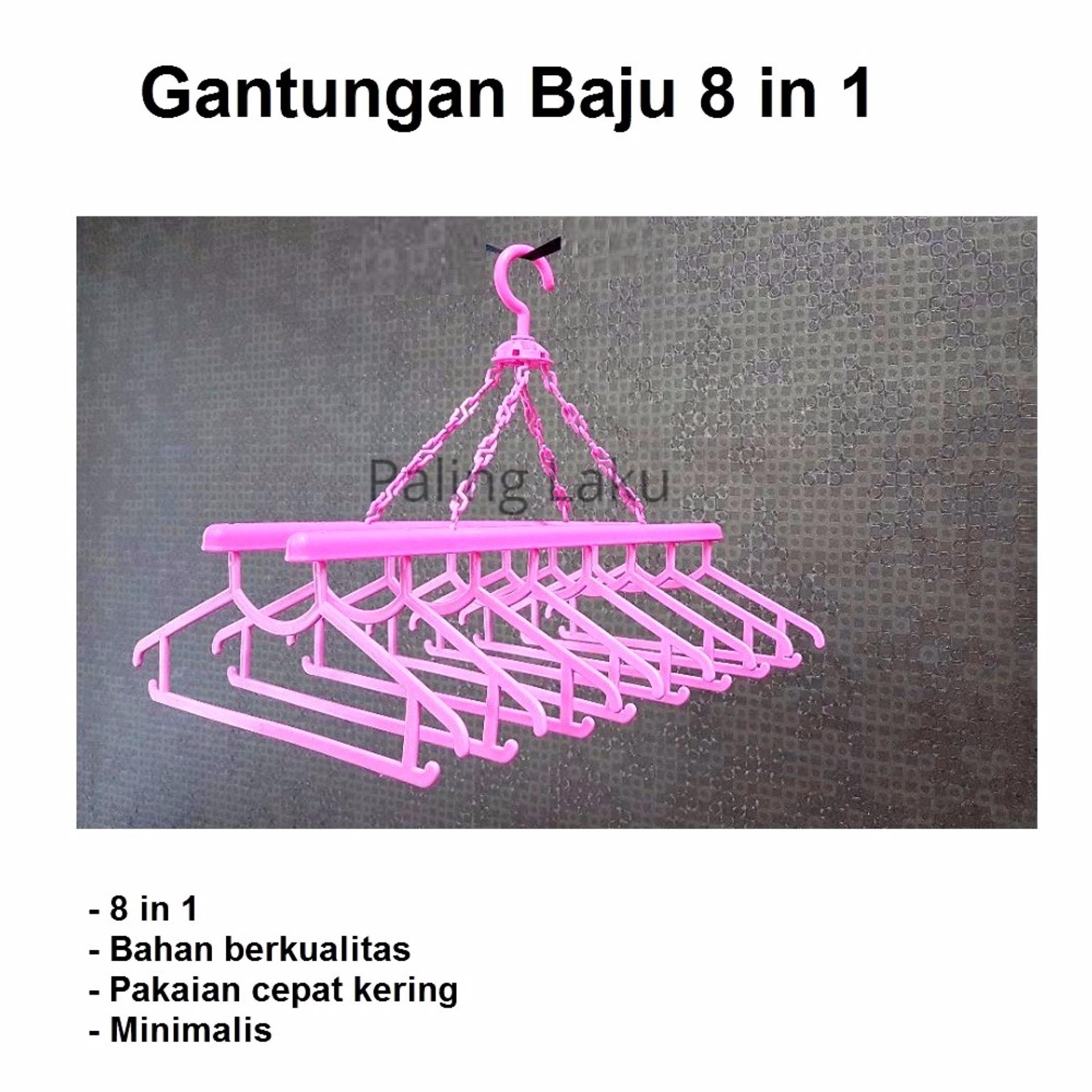 Gantungan baju/ jemuran 8 in 1 - Pink