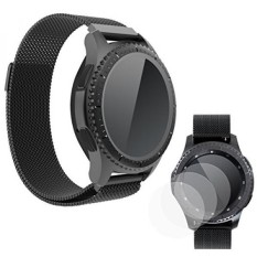 Gear S3 Bands with 3 Pack of Screen Protector for Samsung Galaxy Frontier Classic Smartwatch by BOCOL-Milanese Loop Stainless Steel Replacement Accessories Magnetic Metal watch band-22mm-(5.5’’-9.8’’) - intl
