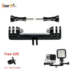 GearBear Tripod Bike Handle Bar Extension Double Bracket Brige Mount with 1/4 Inch Convertor For LED Light and GoPro Hero 6 5 4 Session 3+ 3 2 1 Sports Action Camera