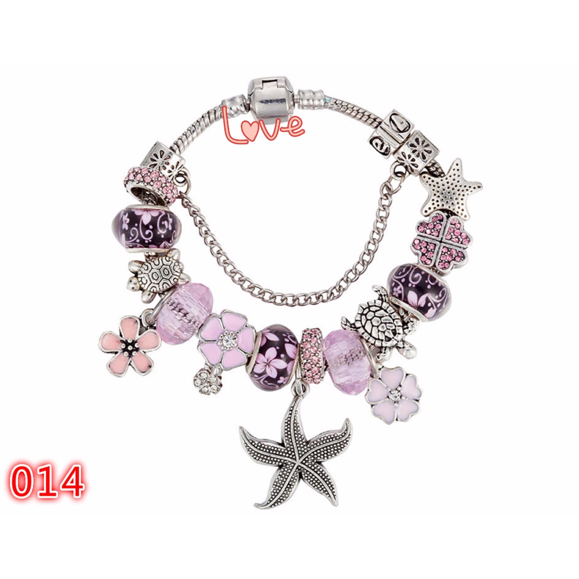 Gelang terbaru 2018/Gelang Manik-manik kaca ceri merah muda/ Gelang pandora/ Gelang retro/Hadiah ulang tahun