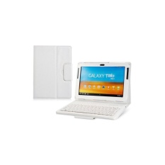 Generik Faux Kulit Flip Case dengan Built In Bluetooth Keyboard untuk Samsung Galaxy Tab P7510 10.1 Tablet PC (Putih) -Intl