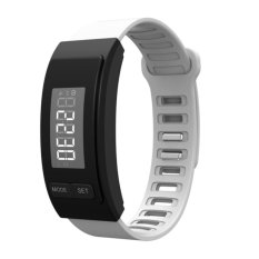 Global Partner Aktivitas Tracker LED AG10 Baterai Lama Menggunakan TimeReal Hitungan Waktu Berjalan Langkah Akurat Tampilan Waktu Kalori CountEasy Operasi Tahan Air Kebugaran Band Pedometer Gelang WhiteGPH40W-Intl