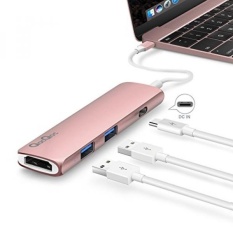 GN22B Premium USB-C Hub dengan Power Delivery 2 SuperSpeed USB 3.0 Port 1 HDMI Port 1 USB-C Port Pengisian Daya dengan Spesifikasi PD untuk Macbook 12 Inci, Aluminium Alloy Build (Rose Gold)-Intl