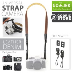 Godric Leather Denim Shoulder Neck Strap Kamera Universal DSLR / Mirrorless / Instax - Coklat
