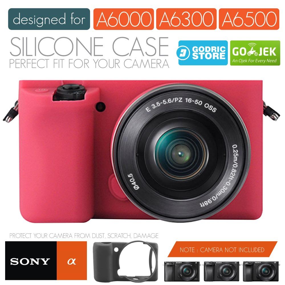 Godric Silicone Sony Alpha A6000 A6300 Silikon Case / Sarung Silicon Kamera Mirrorless - Pink Tua