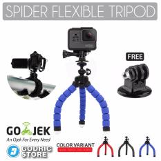 Godric Spider Mini Flexible Tripod with Tripod Mount Adapter for Xiaomi Yi, BRICA & GoPro - Biru