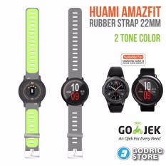 Godric Xiaomi Huami Amazfit Silicone Strap 2 Sisi Warna 22 MM Silicon Rubber Smartwatch Replacement - Grey Hijau