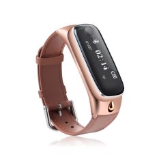 Emas Talkband Kulit Pergelangan Tangan Mini Gelang Bluetooth Headset Olahragasgelang Pintar Gelang FuelBand Gelang Connecte dengan Berbicara Fungsi-Intl